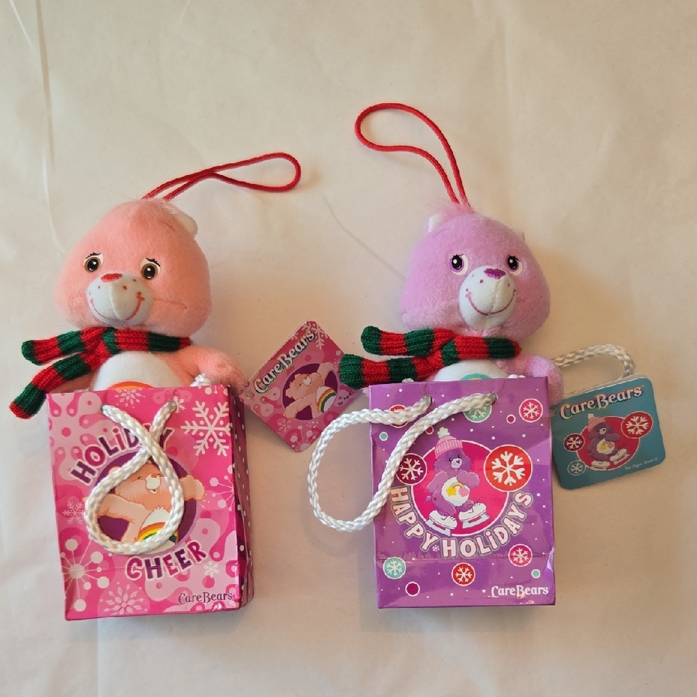 NWT Vtg 2005 Care Bears Mini Plush Ornament Giftbag Cheer Bear Best Friend Bear